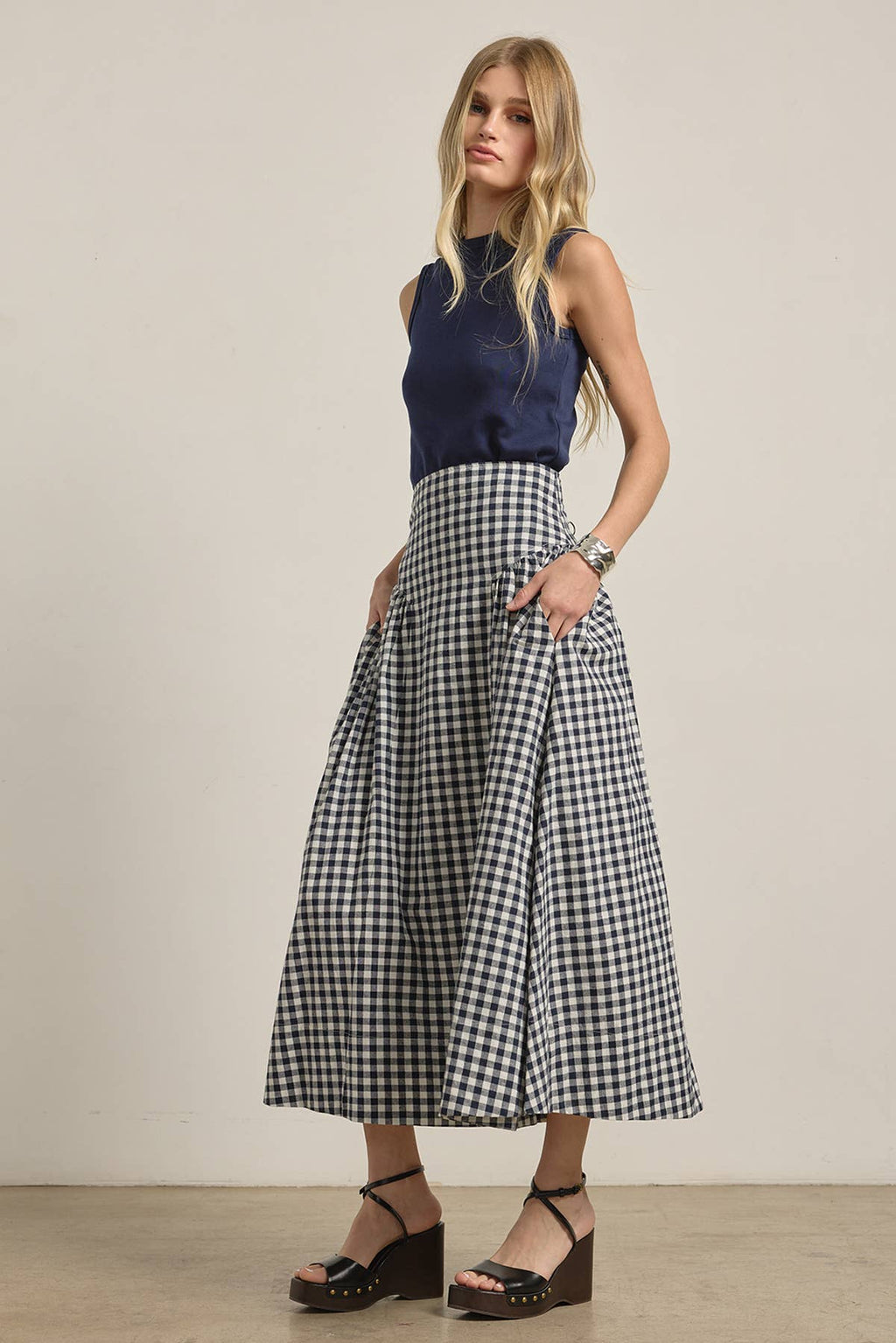 The Gretchen Gingham Midi Skirt