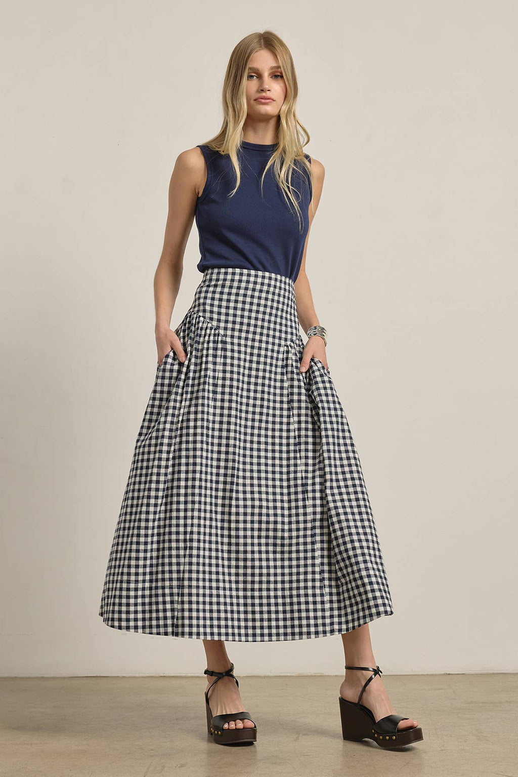 The Gretchen Gingham Midi Skirt
