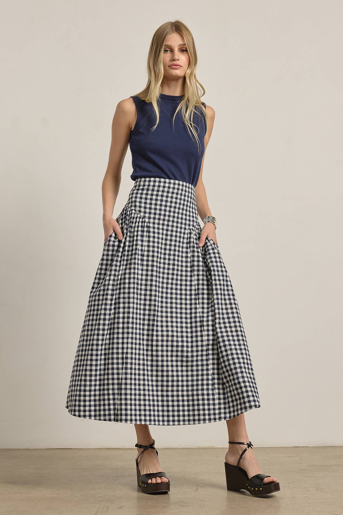 The Gretchen Gingham Midi Skirt