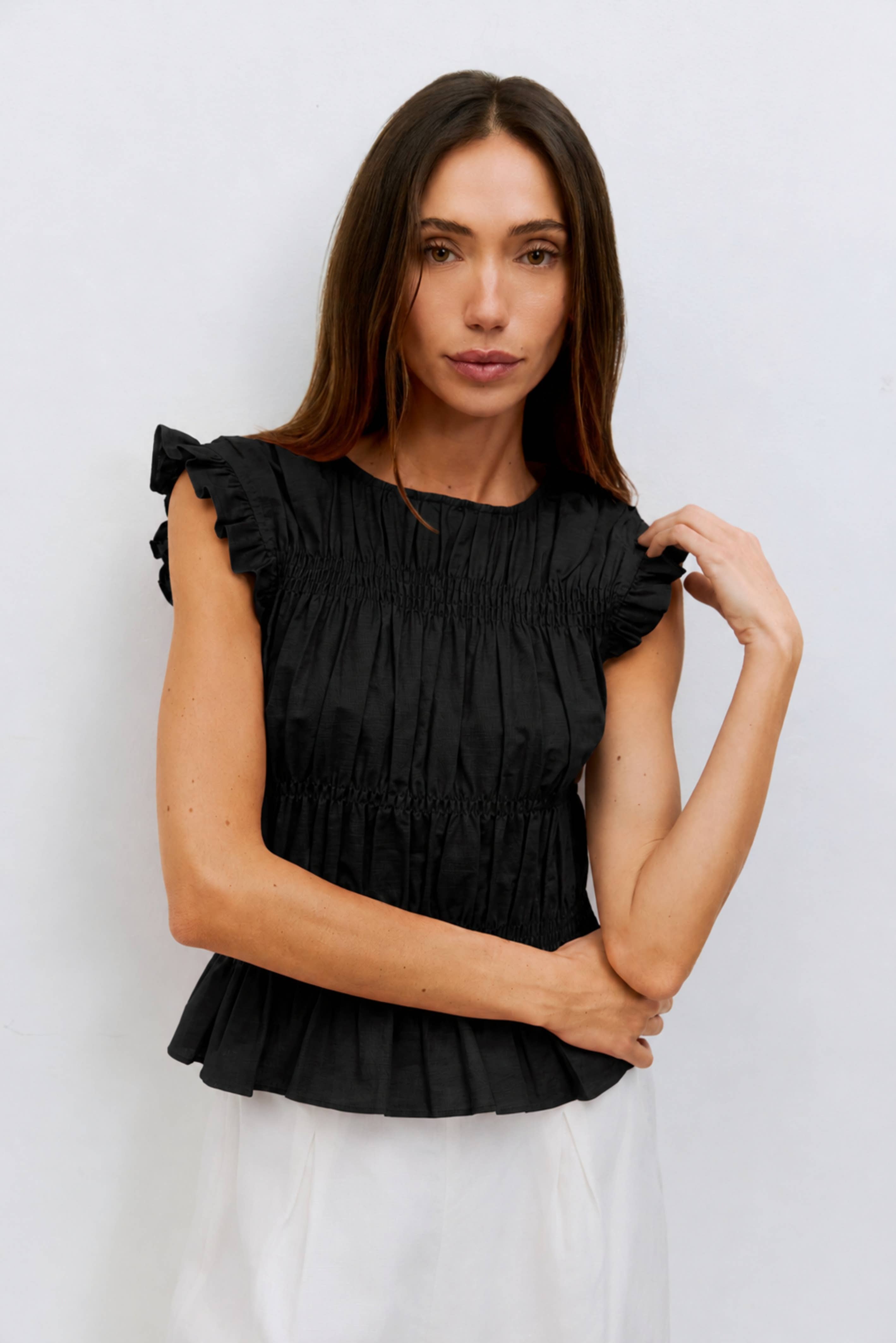 The Eugenie Smocked Ruffle Top